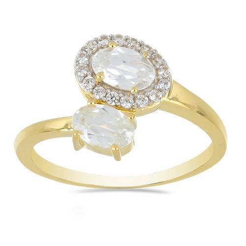 BUY 14K GOLD NATURAL WHITE DIAMOND AND WHITE ZIRCON GEMSTONE CLASSIC RING